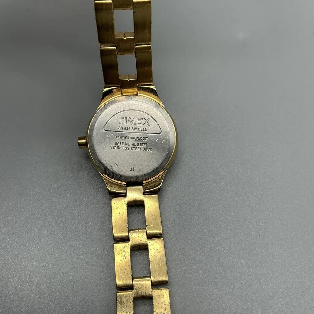 Timex Womens Watch 23mm Gold Tone Crystals Dress Bracelet New Battery 6.75